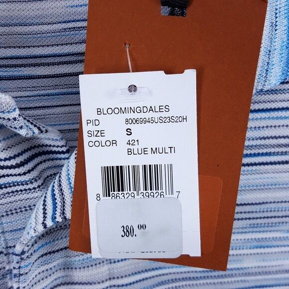 MISSONI Polo Shirt Mens Small Blue Stripe Short Sleeve Cotton Pique $380 - Picture 4 of 10